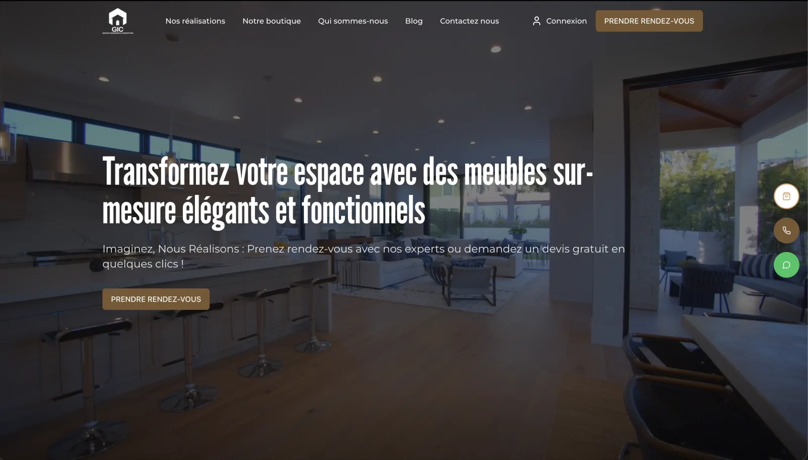 GIC Designs - Site Web E-commerce Meubles Sur-Mesure
